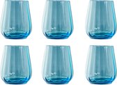 Livellara RINASCIMENTO Set van 6 GLAZEN| Waterglazen 400 ML | Stijlvol Design | Hoge Kwaliteit Glas | Kleur: Turquoise