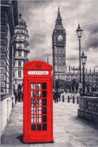 Borduurpakket TELEFOONBOX LONDON - GOLDEN FLEECE (GLOW IN THE DARK)