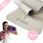 NL Future Yogamat - Yoga mat zwart / grijs - extra dik - 8mm dik - TPE Fitnessmat - Sportmat - Anti slip - 183 x 61 x 0,8 cm - Workout mat - Pilates