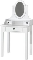 Kinderkaptafel in massief hout en MDF wit