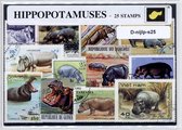 Nijlpaarden – Luxe postzegel pakket (A6 formaat) : collectie van 25 verschillende postzegels van nijlpaarden – kan als ansichtkaart in een A6 envelop - authentiek cadeau - kado - geschenk - kaart - Hippopotamidae - evenhoevigen - Hexaprotodon