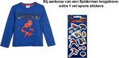 Spiderman Marvel Longsleeve T-shirt met pailletten. Maat 116 cm / 6 jaar. + EXTRA 1x Spiderman spons stickers.
