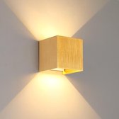 Wandlamp LED Design - Up-downlight - Goud - 12W - 2700K - Industrieel Modern Kubus - Geschikt voor Binnen- en Buitenverlichting