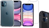 iPhone 11 Hoesje Transparant Shock Case - 1x Hoesje voor Apple iPhone 11 + 1x Screenprotector Glas + 1x Camera Screen Protector