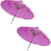 2x parapluie thème décoration chinois/asiatique rose avec fleurs - décorations