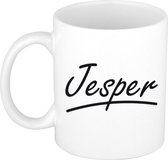 Jesper naam cadeau mok / beker met sierlijke letters - Cadeau collega/ vaderdag/ verjaardag of persoonlijke voornaam mok werknemers