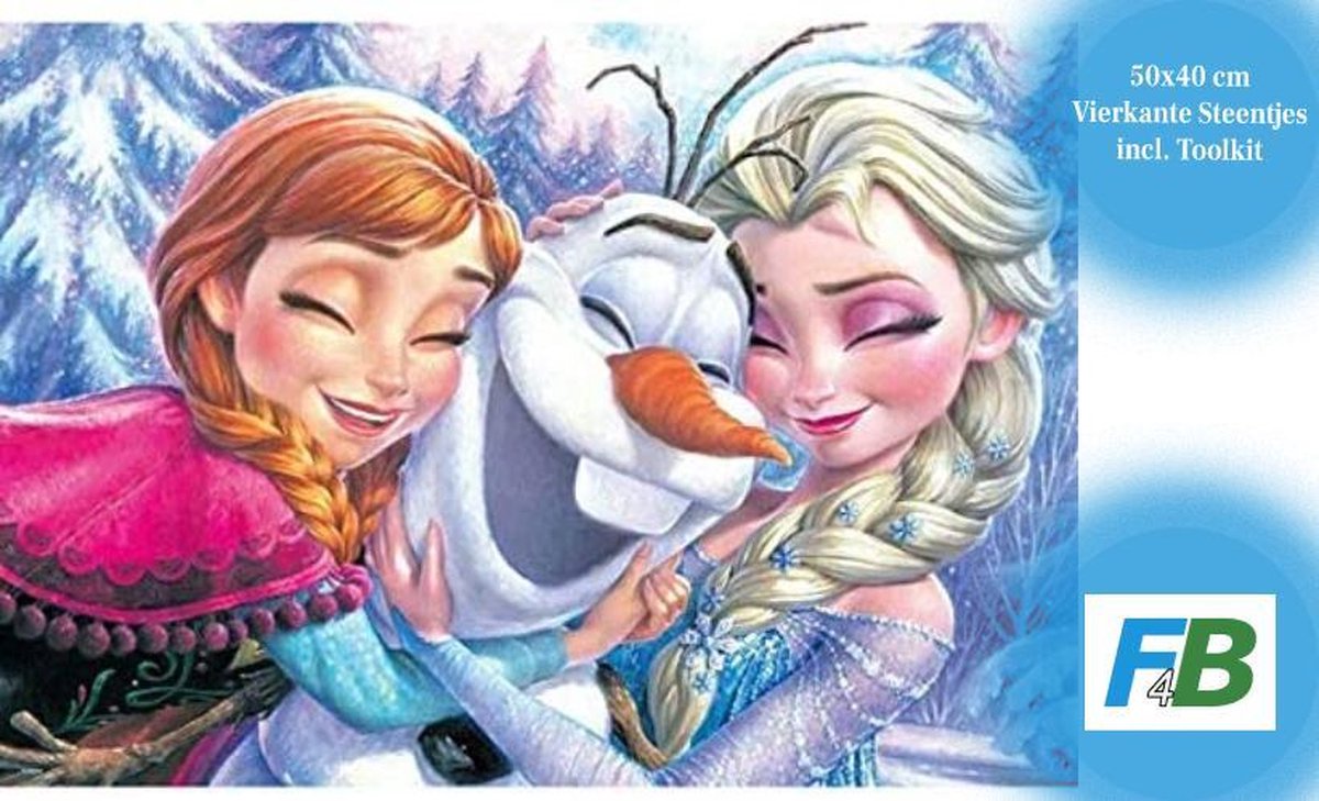 F4B Frozen Diamond Painting 40x50cm | Vierkante Steentjes | Disney | Elsa | Anna | Olaf | Sneeuw | Kinderen | Pakket Volwassenen en Kinderen
