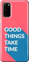 Samsung Galaxy S20 Telefoonhoesje - Premium Hardcase Hoesje - Dun en stevig plastic - Met Quote - Good Things - Rood