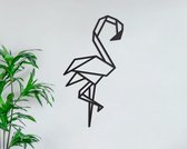 HOUTEN WANDDECORATIE / WOODEN WALL DECORATION - GEOMETRISCHE MUURDECORATIE / GEOMETRIC WALL ART - FLAMINGO - 80 x 150cm - ZWART / BLACK - ORIGAMI DESIGN WANDFIGUUR - TRENDY & HIP W