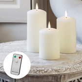 HN® LED-kaarsen met afstandsbediening en warmwitte LED-vlam | werkt op batterijen | set van 3