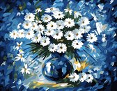 Eagle® Schilderen op Nummer Volwassenen - Prachtige Bloemen - Gespannen op Frame - 50x40cm