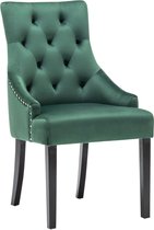 Eetkamerstoelen Set van 6 Romy - Velvet Groen - Houten Poten - Fluweel