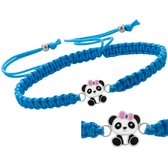 Armband meisje | Katoenen armbandje, panda met roze strik