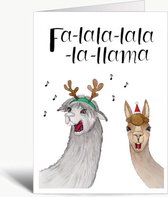 Fala-lala-llama - Kerstkaart met envelop - Dieren - Llama - Grappig - Engels - Foute kerstkaart