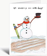 Witte kerst - Kerstkaart met envelop - Sneeuwman - Grof - Grappig - Foute kerstkaart