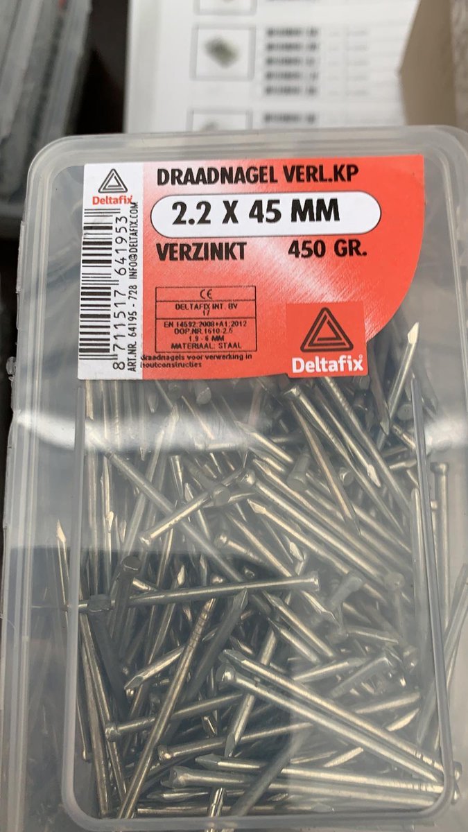 Deltafix Draadnagel verl.kop 2.2x45 mm verzinkt 450 gr