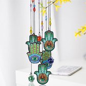 Arabisch Windvanger - Hand Blauw  - Windgong Met Kralen - Wind Chimes - Windvanger - Tuin decoratie - Aziatische Windgong - Tuin