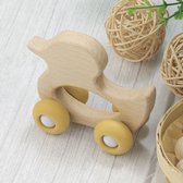Houten Rammelaar Eend - Houten Speelgoed - Baby Speelgoed - Pastelkleuren - WoodyDoody