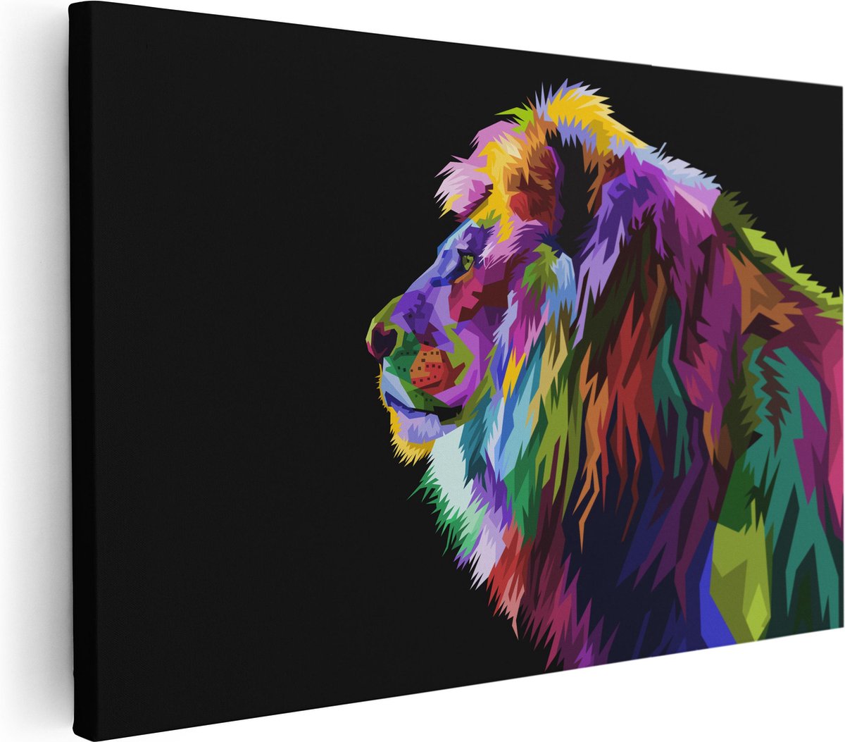 Artaza Canvas Schilderij Gekleurde Leeuw - Abstract - Kleur - 30x20 - Klein - Foto Op Canvas - Canvas Print