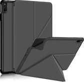Voor Huawei MatePad 11 2021 Doek Textuur Multi-folding Horizontale Flip PU Lederen Schokbestendige Case met Houder & Slaap / Wake-up Functie (Grijs)