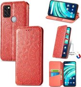 Voor UMIDIGI A9 Pro Bloeiende Mandala Reliëfpatroon Magnetische Horizontale Flip Lederen Case met Houder & Kaartsleuven & Portemonnee (Rood)