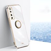 Voor Huawei nova 7 Pro 5G XINLI Rechte 6D Plating Gold Edge TPU Shockproof Case met Ring Houder (Wit)