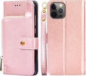 Ritstas PU + TPU Horizontale Flip Leren Case met Houder & Kaartsleuf & Portemonnee & Lanyard Voor iPhone 12 Pro Max (Goud)