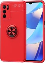 Voor OPPO A16 metalen ringhouder 360 graden roterende TPU-hoes (rood)