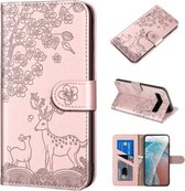 Voor Samsung Galaxy S10 Plus Sika Herten Embossing Patroon Horizontale Flip PU Lederen Case met Houder & Kaartsleuf & Portemonnee & Fotolijst (Rose Goud)