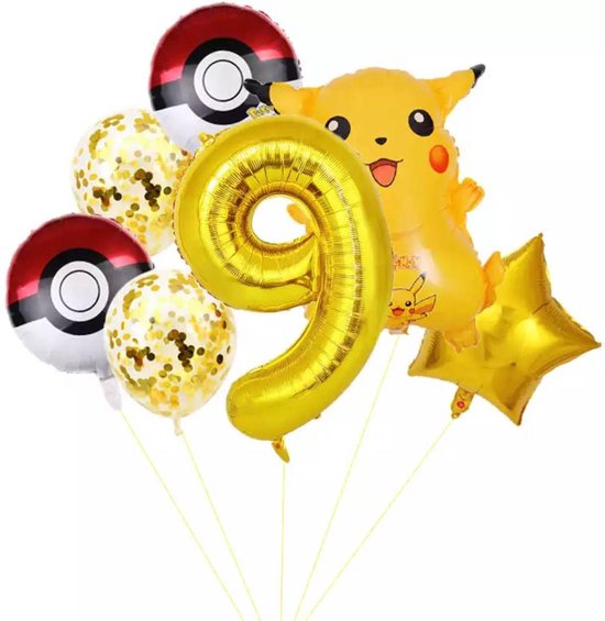 Pokemon Ballon Droom Thema Party Decoratie Benodigdheden Pikachu Squirtle Bulbasaur Verjaardagsfeestje Pocket Ballon Gift 32Inch Nummer