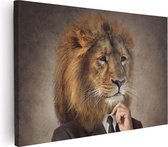 Artaza - Peinture sur toile - Lion en costume - Tête de lion - 120 x 80 - Groot - Photo sur toile - Impression sur toile
