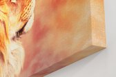 Artaza Canvas Schilderij Leeuw - Leeuwenkop - Tijdens Zonsopkomst - 80x60 - Foto Op Canvas - Canvas Print