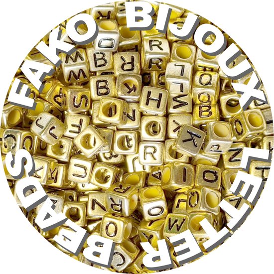 Fako Bijoux® - Letterkralen Vierkant - Letter Beads - Alfabet Kralen - Sieraden Maken - 6mm - 500 Stuks - Goud