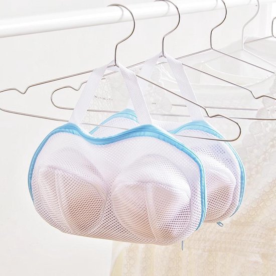 Bra Wash Bag - Lingerie Wash Bag - Bra Wash Bulb - Bra Wash Bag - Blanc avec bleu