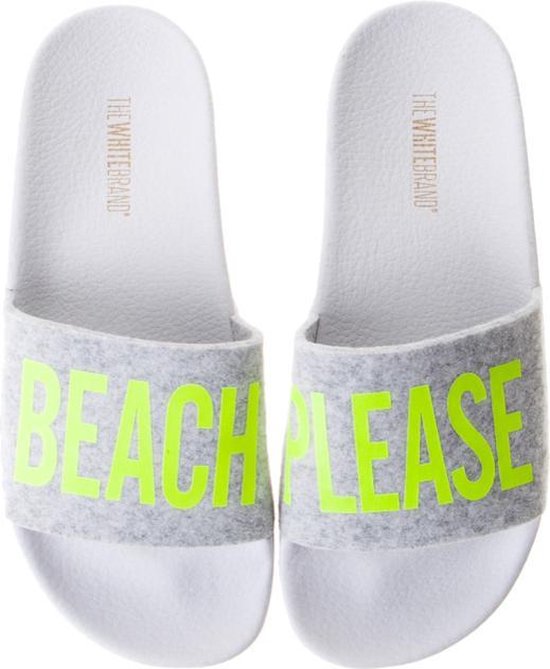 The White Brand slippers met opdruk - maat 37 - dames - geel | bol.com