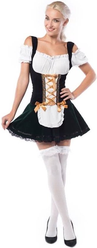 Tiroler Jurkje Dirndl Isa - Oktoberfest kleding voor dames Dirndl jurkje maat L Verkleedkleding voor dames kleur geel met groen