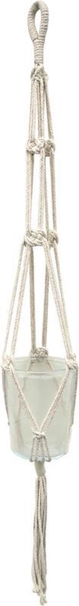 Lavandoux - Hangende Macramé Terrarium - Touw Plantenhanger inclusief pot - Ø13 cm - Crème