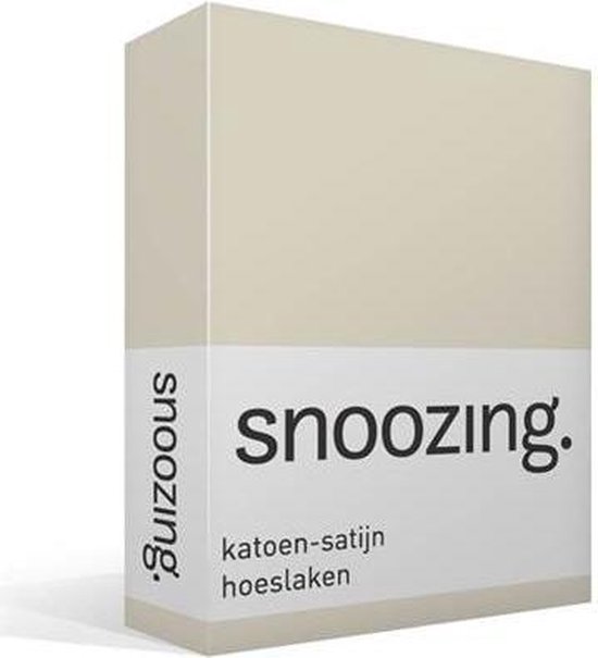 Snoozing - Katoen-satijn - Hoeslaken - Lits-jumeaux - 200x200 cm - Ivoor
