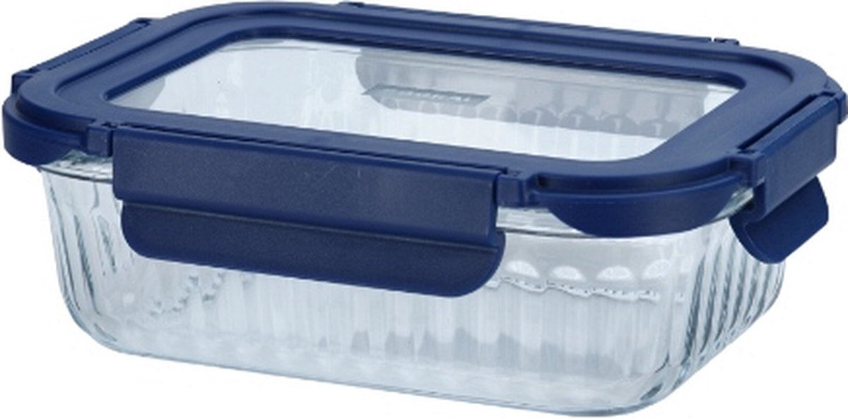 Ovenschaal met Deksel, 0.64 L, Blauw, Glas, Kunststof - Cookai