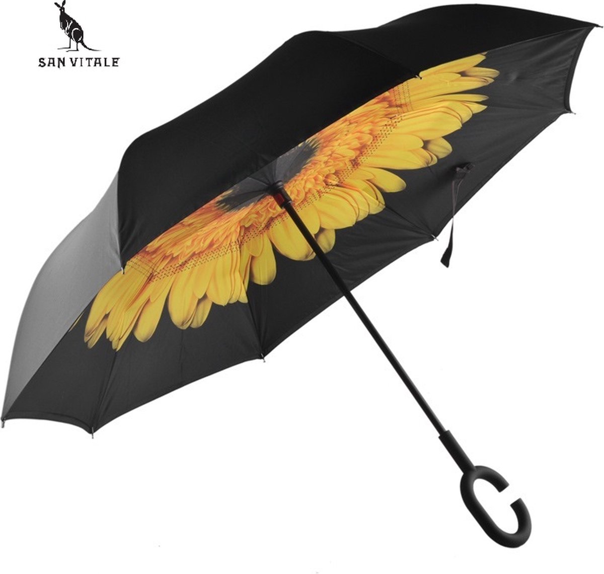 San Vitale® - Unieke reversible Windproof Paraplu - Gele Bloem