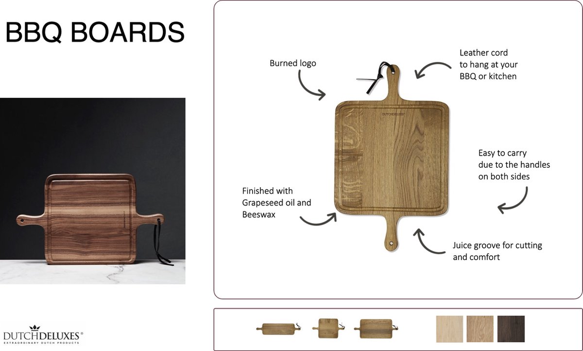 Barbecue - Handgemaakt - BBQ - XL - Vierkant - Plank - Geolied gerookt eiken - Bruin