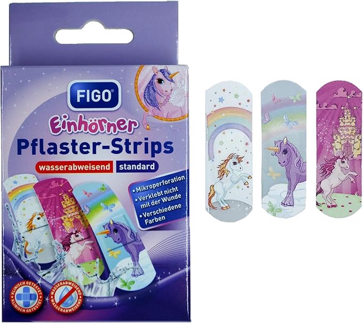 Goedkoopste Figo Waterafstotende Kinderpleister - Strips - Eenhoorn - 2 x 10 Stuks = 20 Stuks!!