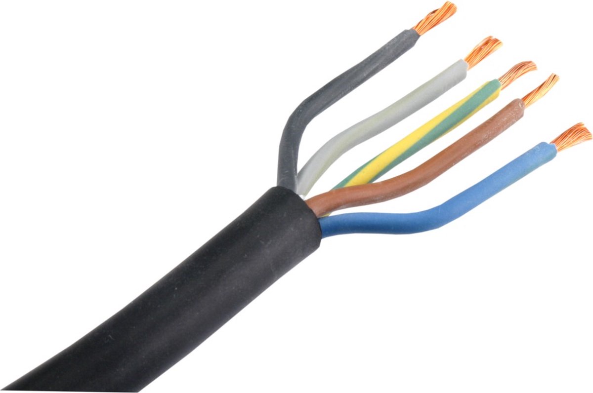 5 meter - 5x2,5 mm2 - Rubber - Kabel - H05RR-F - Safep touch - Made in Italy