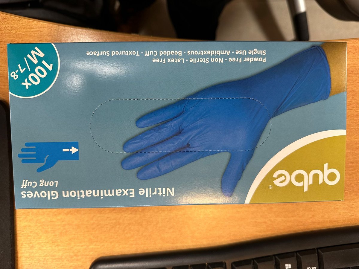 Goedkoopste 10 x 100 stuks nitril disposable onderzoekshandschoenen - met lange manchet - Maat M