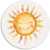 WallCircle® Wandcirkel 60x60 cm - Muurcirkel Zon - Watercolor - Vrolijk - Kinderkamer - Babykamer - Jongens Meisjes - Muurdecoratie ciirkel woonkamer - Wanddecoratie slaapkamer - Kamer decoratie accessoires - Ronde schilderijen binnen