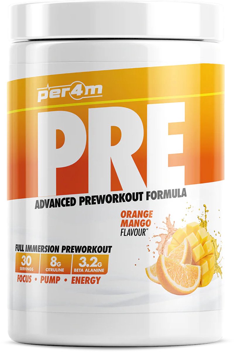 Goedkoopste Per4m - Pre Workout Stim - 570g - Orange & Mango - pre-workout