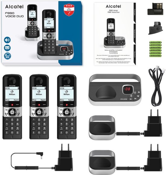 Alcatel F890 Voice Trio – Téléphone Sans Fil 3 Combinés + Répondeur (gris, Occasion)