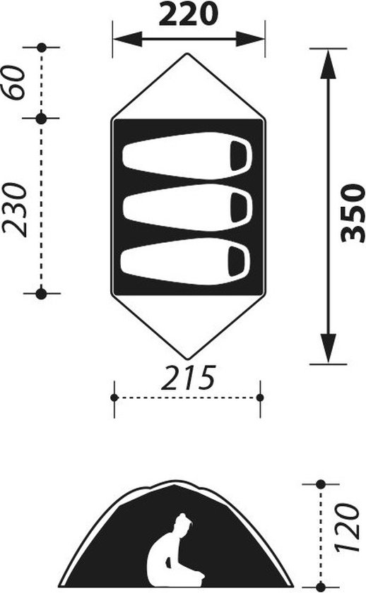 NOMAD® Jade Koepeltent 3 personen | Groen | Slechts 4KG | 3 Persoons Tent Met Binnentent | Waterdicht & Ventilerend | Incl Hoes