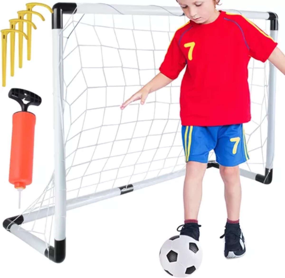 Trizand Voetbaldoel - Voetbalgoal - 120 x 40 x 80 cm - voor kinderen en volwassen plezier - Inclusief een bal en pomp - Makkelijk Opzet baar