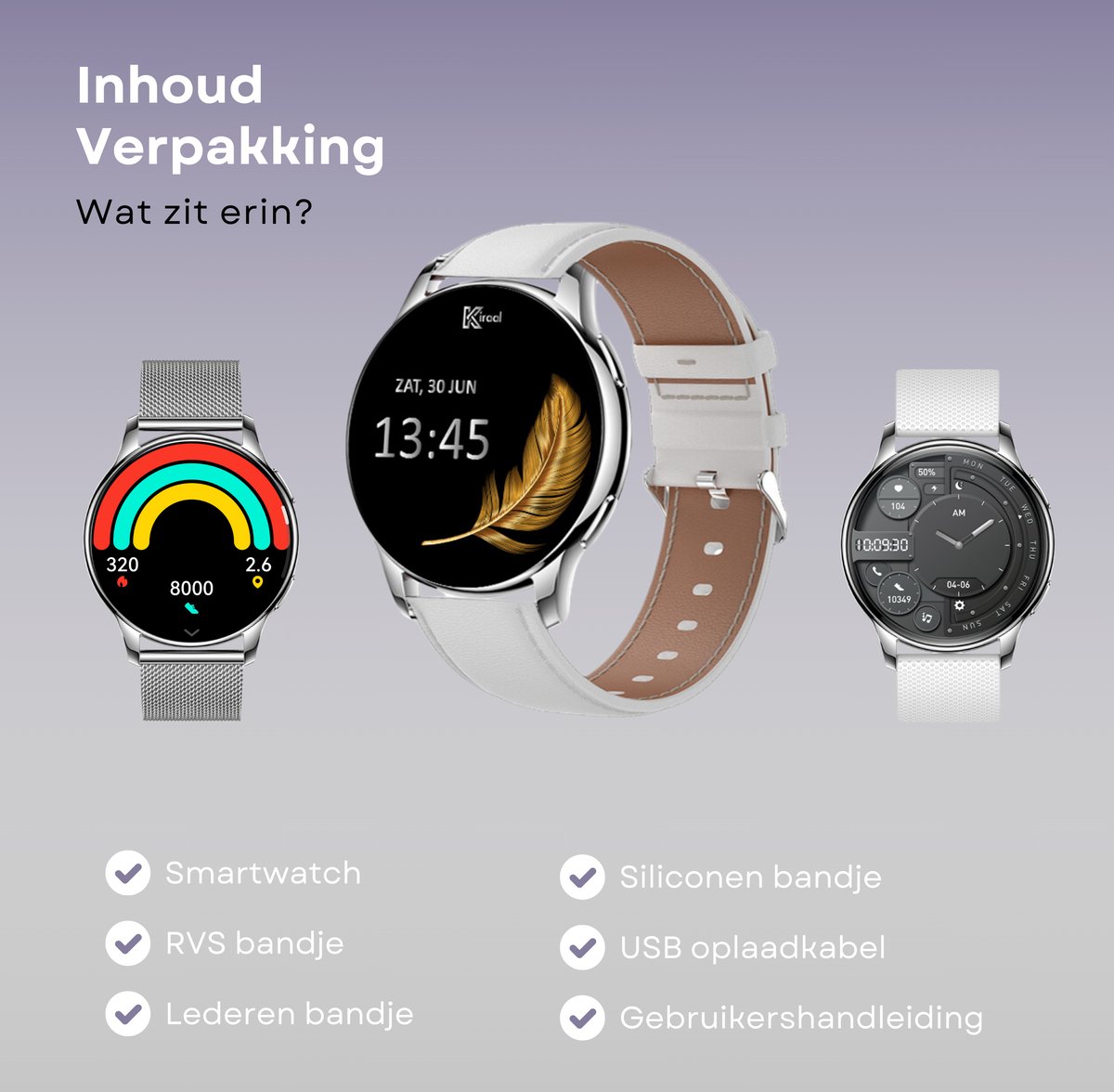 Kiraal Valencia AMOLED Smartwatch Dames - Multisport Hartslagmeter - afbeelding 2